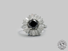Jewellery. A Platinum & Black Diamond Ring