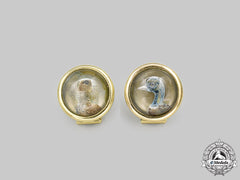 Austria, Republic. A Vintage Pair Of Yellow Gold Essex Crystal Stud Earrings, C.1925