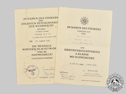 germany,_heer._a_pair_of_award_documents_to_unteroffizier_wilhelm_moll,_schwere_artillerie-_abteilung857_m21_505_1_1