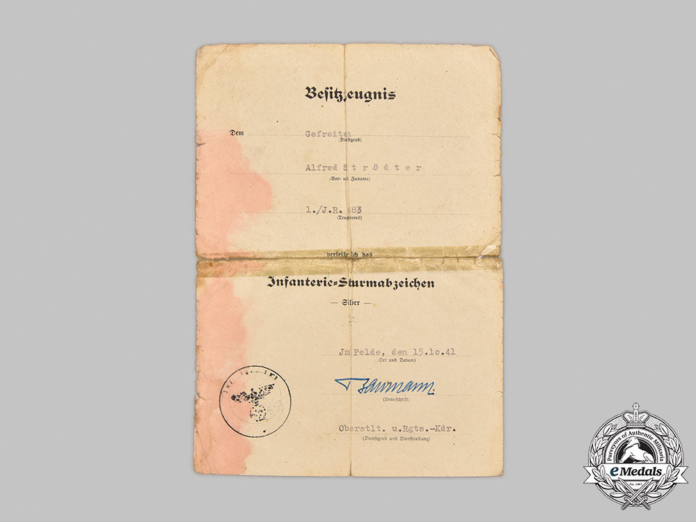 germany,_heer._a_pair_of_award_documents_to_gefreiter_alfred_strödter,_infanterie-_regiment483,_eastern_front_combat_m21__mnc0991_1