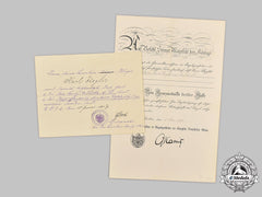 Germany, Imperial. Two Documents To First War Volunteer Nurse Karl Ziegler