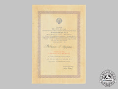 Yugoslavia, Socialist Federal Republic. An Order Of The People's Hero Award Document For Acts In 1941-1945, Bobibec S. Stjepan 1953