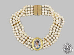 Jewellery. A Victorian Yellow Gold & Cultured Freshwater Pearl Choker Necklace With Detachable Portrait Pendant