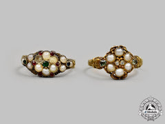Jewellery. Two Victorian Era Flower Cluster Rings