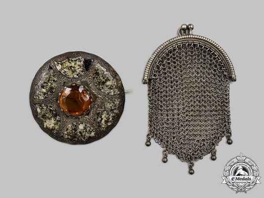 jewellery._a_victorian_era_brooch_and_silver_chatelaine_coin_purse,_c.1867_m21__mnc1686