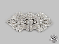 Jewellery. A Custom Handmade Platinum & Diamond Brooch, C.1925