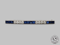 Jewellery. A Vintage Custom Handmade Platinum, Diamond & Sapphire Brooch, By Bailey, Banks & Biddle