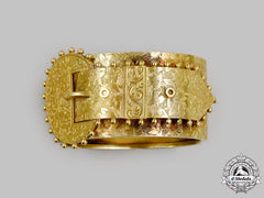 Jewellery. A Victorian Yellow Gold Buckle Bangle With Case, C.1870