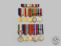 United Kingdom. Two Second War Miniature Groups Of Five And Ribbon Bar