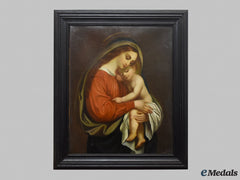 Italy, States. An Oil Painting Of The Madonna And Christ Child, C.1870