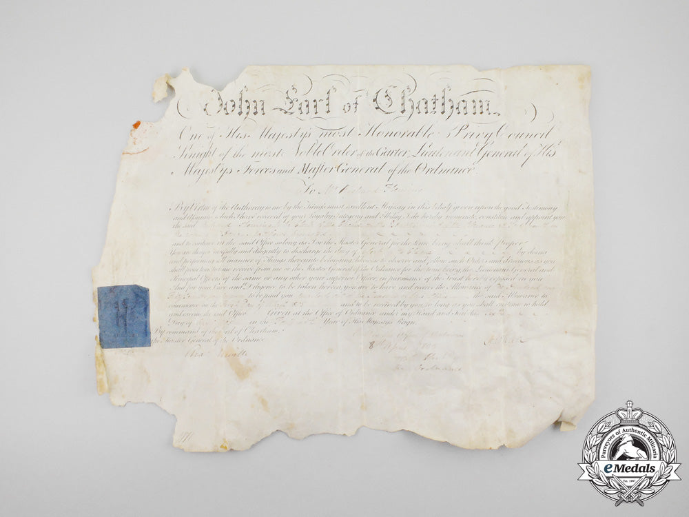 an1805_appointment_document_to_ordnance_storekeeper_at_quebec_city,_lower_canada_m_277