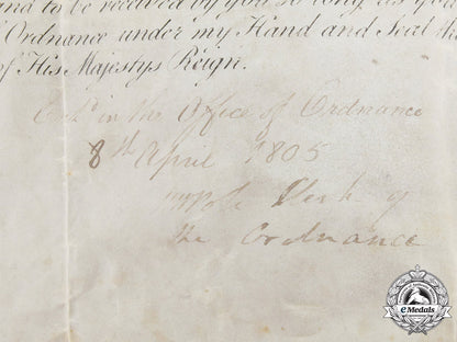 an1805_appointment_document_to_ordnance_storekeeper_at_quebec_city,_lower_canada_m_280_2