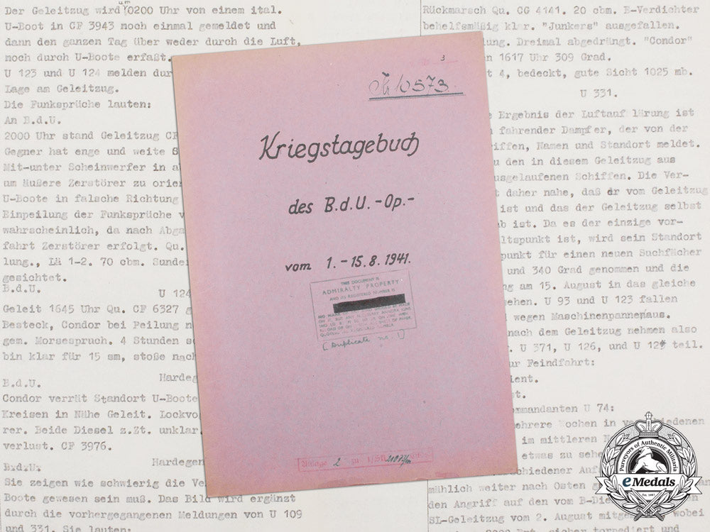 a_dönitz_signed_official_war_diary_of_the_commander_of_u-_boats_for_august1941_m_462_1