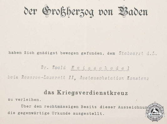 germany,_imperial._a_baden_war_merit_cross_certificate_to_a_staff_surgeon,1916__mnc1983_m20_0823_1