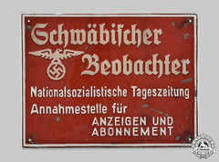 Germany, Third Reich. A Schwäbischer Beobachter Street Sign