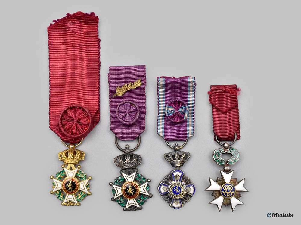 Miniatures Order Belgium, Kingdom. A Lot Of Four Miniature Orders – eMedals