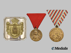 Serbia, Kingdom. Two Medals And An Officer’s Belt Buckle