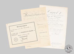 Germany, Imperial. Three Award Documents, Romanian & Prussian