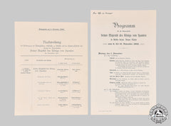 Germany, Imperial. A Program And Housing Plan For Visit Of King Of Spain To Berlin, 1905