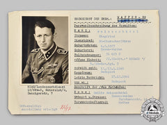 Germany, Ss. A Hiag Tracing Service File For Ss-Oberscharführer Siegfried Weissschädel