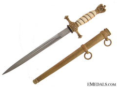 Navy Dagger With Ivory Grip & Damascus Blade
