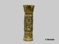 Czechoslovakia. A Trench Art Brass Shell with Sunflowers