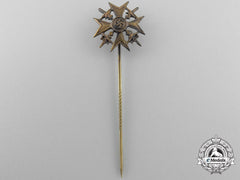 A Miniature Spanish Cross In Bronze With Swords Stickpin