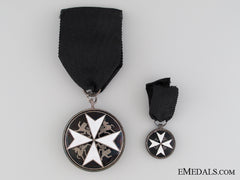 Order Of St. John, Serving Brother Breast Badge, Fullsize And Miniature