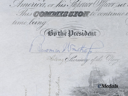 united_states._commission_document_named_to_lieutenant_richard_hill,_united_states_navy_and_framed_artist's_portrait_of_colonel_huntington-_hill,_united_states_army_e_medals__w8623_4_copy