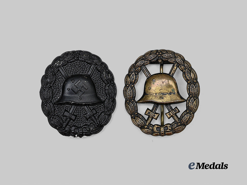 germany,_imperial;_germany,_wehrmacht._a_pair_of_black_grade_wound_badges,_first_and_second_world_war_issue_e_medals__g62874_2