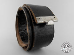 A Black German Police Officer's Belt With Rzm Control Stamping & Named.