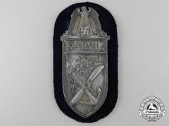 A Kriegsmarine Issued & Uniform Removed Narvik Shield