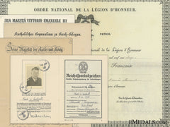 French, Italian, & German Award Documents To Captain Von Aulock; German Army