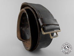 A German Police Officer's Black Leather Belt; Marked