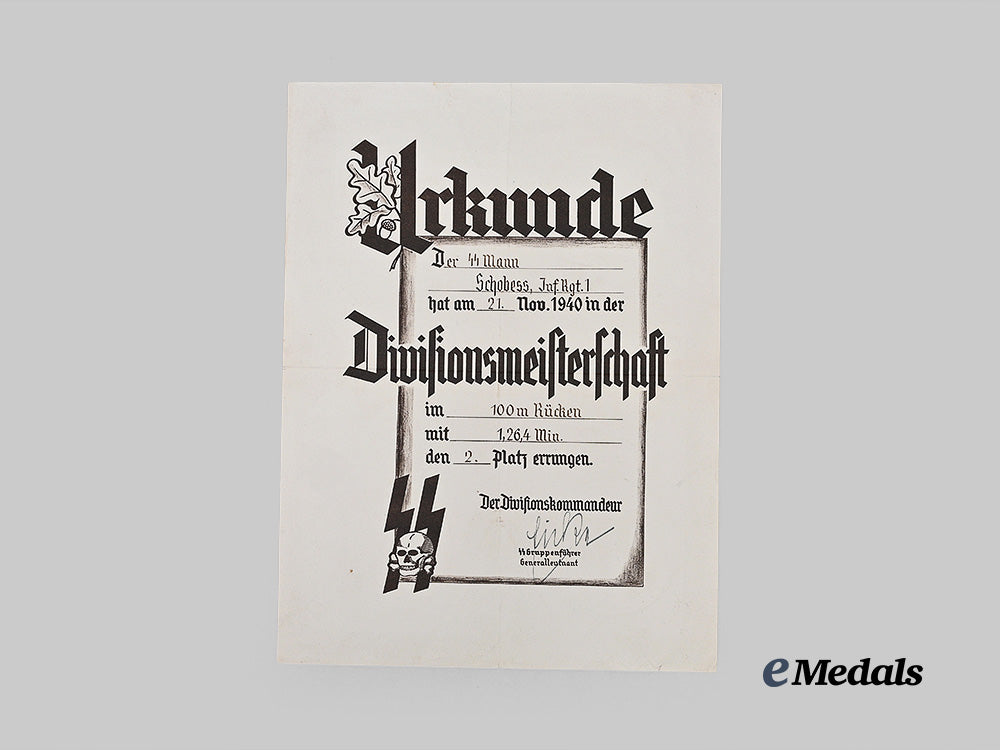 germany,_ss._a_rare_athletics_award_document_to_the1_st_infantry_regiment,1940_e_medals__g14933_2