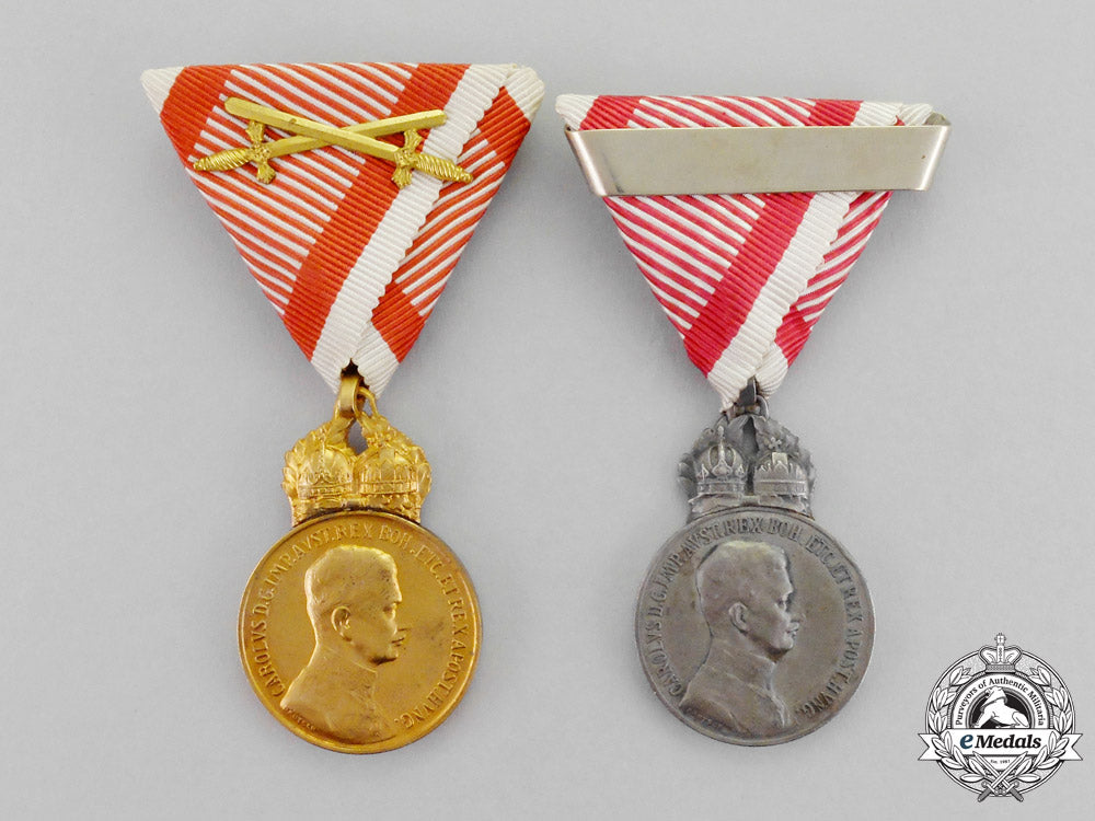austria,_imperial._two_military_merit_medals,_c.1917/18_by_kautsch_q_145_1