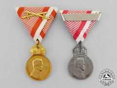 Austria, Imperial. Two Military Merit Medals, C. 1917/18 By Kautsch