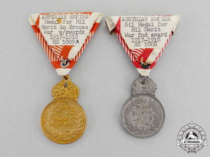 austria,_imperial._two_military_merit_medals,_c.1917/18_by_kautsch_q_146_1
