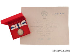 Queen Elizabeth Ii's Silver Jubilee Medal With Document