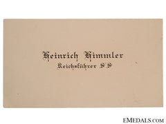 Reichsfuhrer Ss Heinrich Himmler Calling - Visit Card
