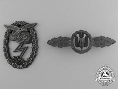 A Lot Of Two Two Luftwaffe Awards; Ground Assault Badge & Front Flying Clasp