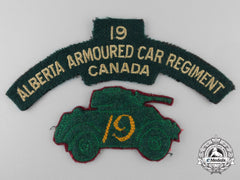 Two Second War Alberta Armoured Car Regiment Insignias
