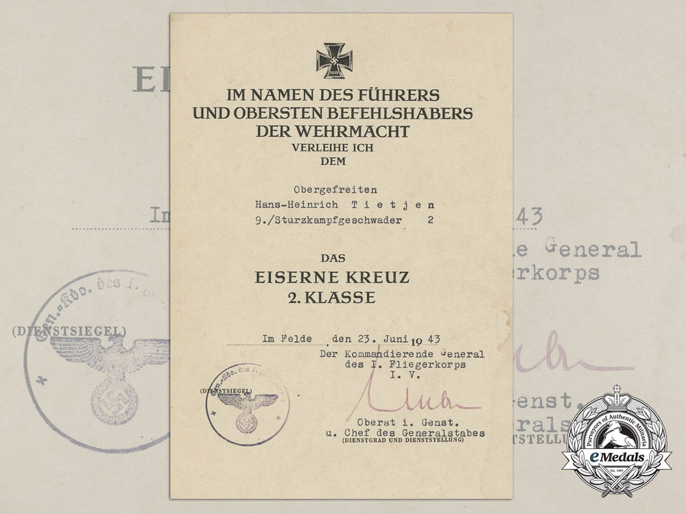 an_award_document_for_iron_cross2_nd_class1939;_sturzkampfgeschwader2_s_489