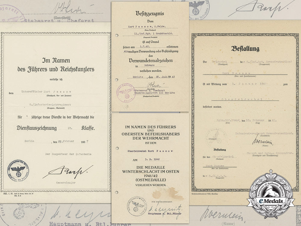 a_group_of_award_documents_to_oberfeldwebel;_panzer_grenadier_division_großdeutschland_s_612