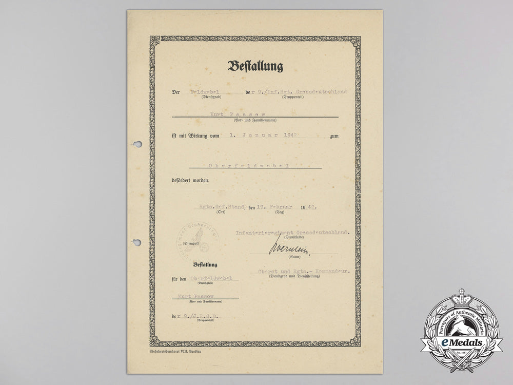 a_group_of_award_documents_to_oberfeldwebel;_panzer_grenadier_division_großdeutschland_s_619