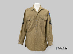 United States. An M1937 General Service Shirt,  Technician Fifth Grade (T/5 or Tech 5)