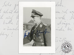 A Post War Signed Photograph Of Knight's Cross Recipient; Karl-Ludwig Johanssen