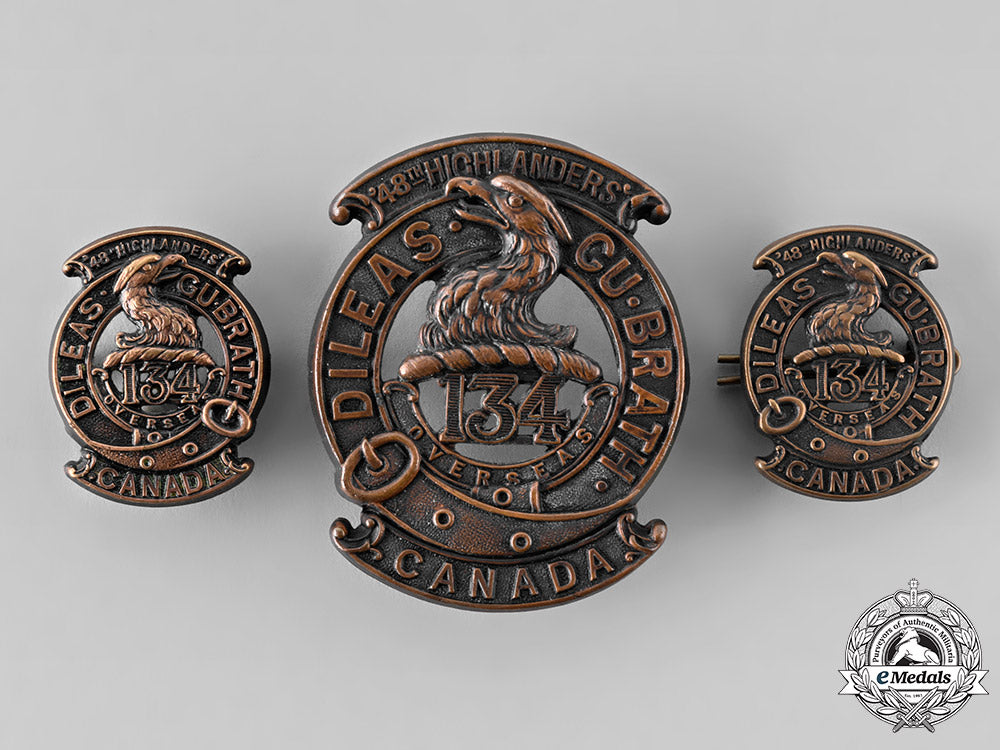 canada,_cef._a134_th_infantry_battalion"48_th_highlanders"_insignia_set,_by_ellis_bros,_c.1916_tray86_lo_015