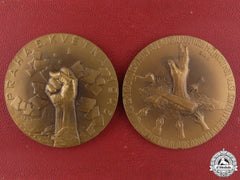 Two Czech Second War Liberation Table Medals With Case
