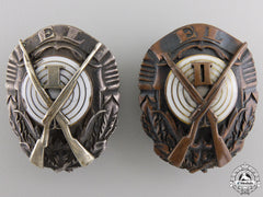 Two Estonian Army Shooting Badges; 1St And 2Nd Class